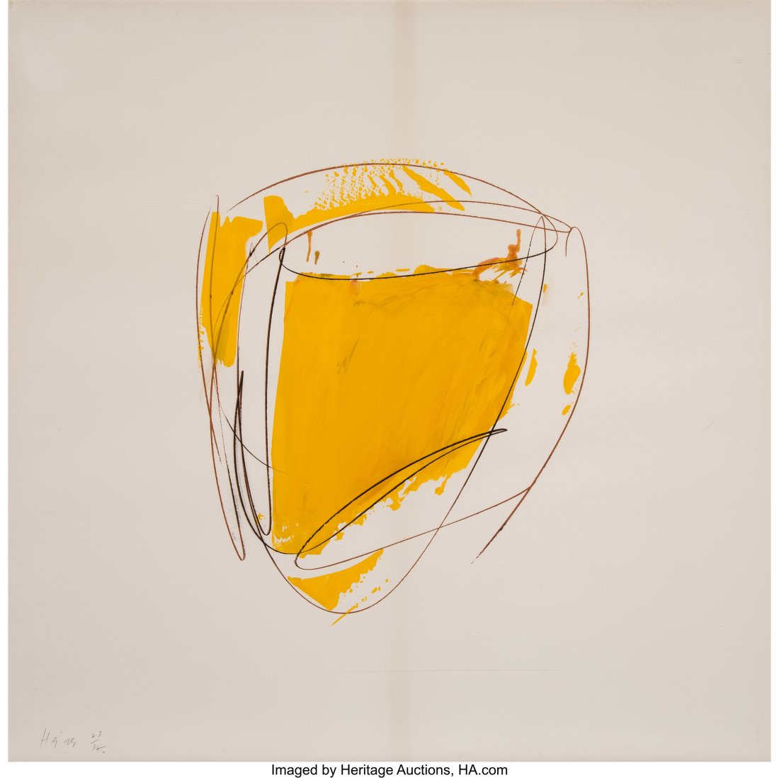 Michael Heizer (b. 1944) Untitled, from Lashonda: Michael Heizer (b. 1944) Untitled, from Lashonda, 1975 Screenprint with hand coloring on paper 41-1/2 x 41-1/2 inches (105.4 x 105.4 cm) &l