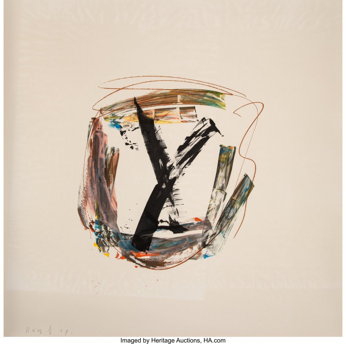 Michael Heizer (b. 1944) Untitled, from Lashonda: Michael Heizer (b. 1944) Untitled, from Lashonda, 1975 Screenprint with hand coloring on paper 41-1/2 x 41-1/2 inches (105.4 x 105.4 cm) &l