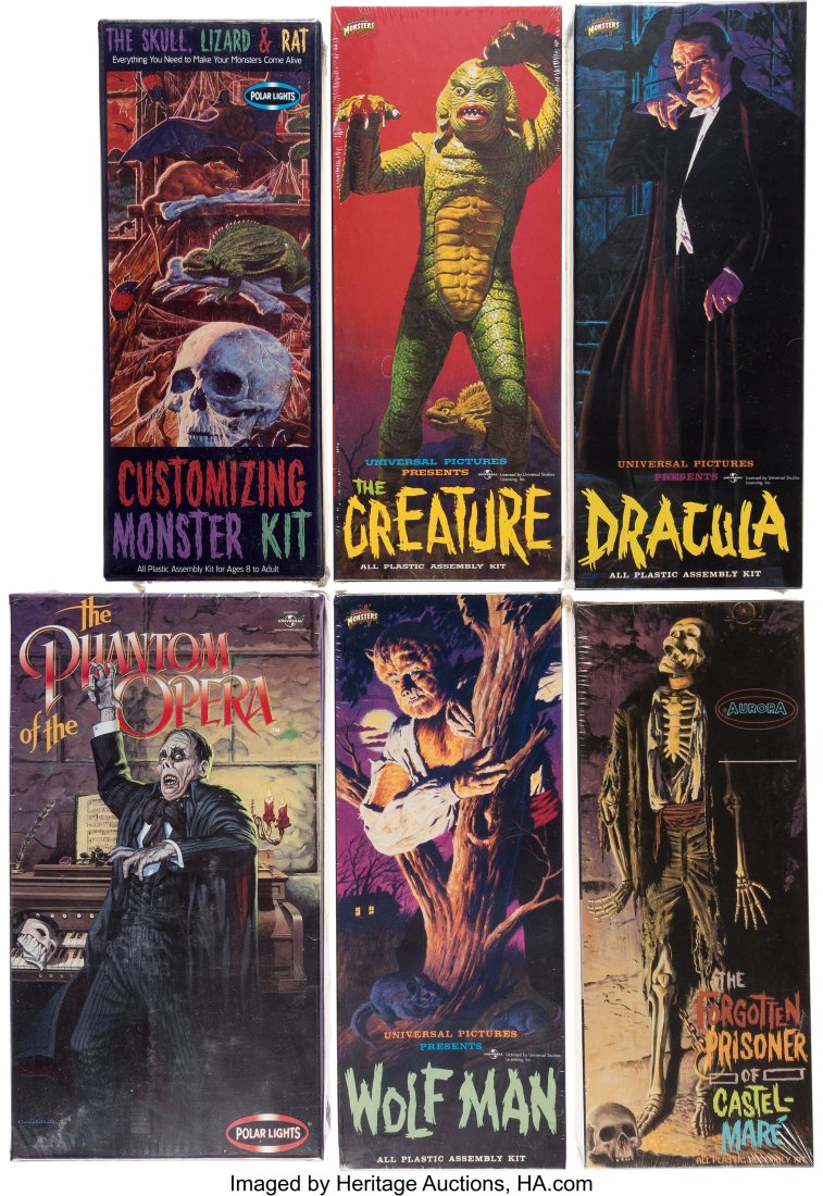 Massive Collection of (62) Polar Lights/Aurora M: Massive Collection of (62) Polar Lights/Aurora Monster Model Kits (1990s-2000s). Original (62) plastic model kits including (5) "Glow in the Dark" wi