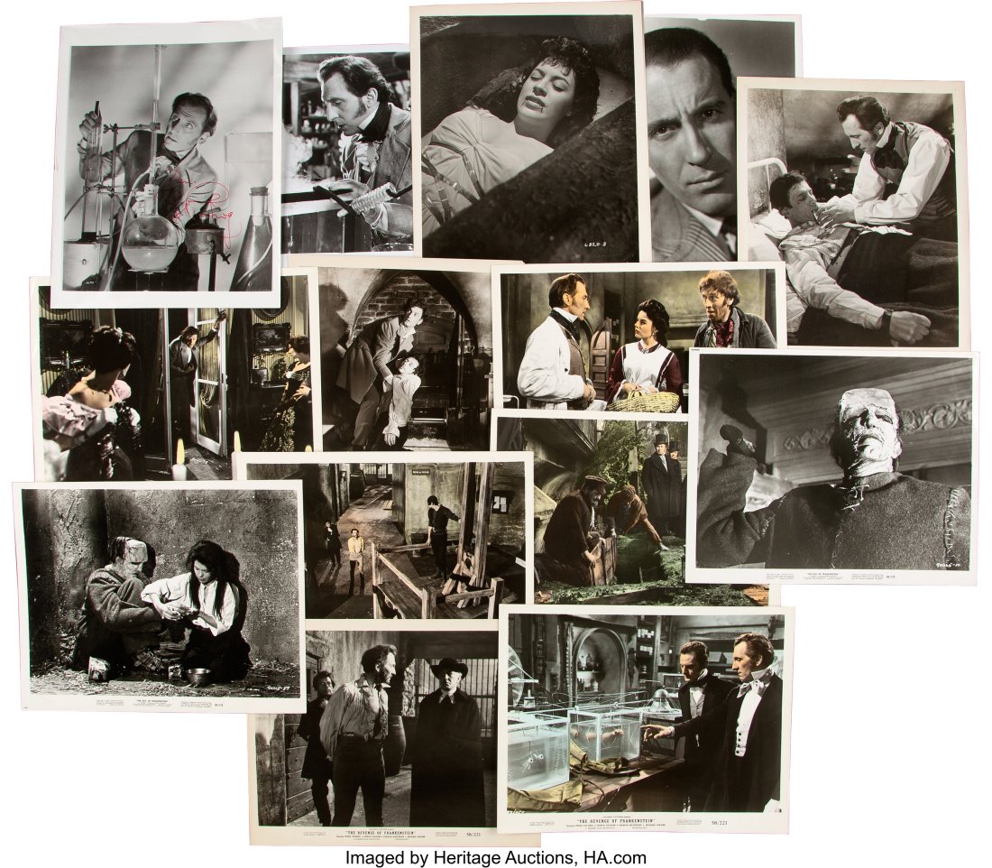 Collection of (14) Hammer Horror Production Phot: Collection of (14) Hammer Horror Production Photographs Including 1-Signed by Peter Cushing (Hammer, 1950s-1960s). Vintage original (14) photographs measurin