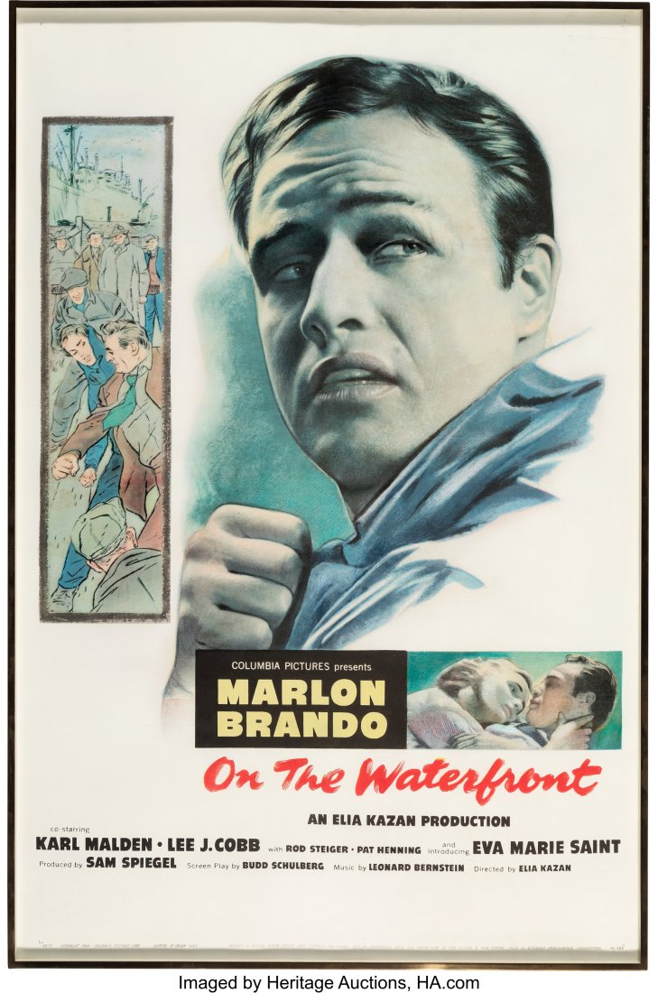 Vintage 1-Sheet Movie Poster On the Waterfront (: Vintage 1-Sheet Movie Poster On the Waterfront (Horizon Pictures, 1954). Vintage original 1-sheet poster featuring a large portrait image of Marlon Brando as "Terry Malloy" in t