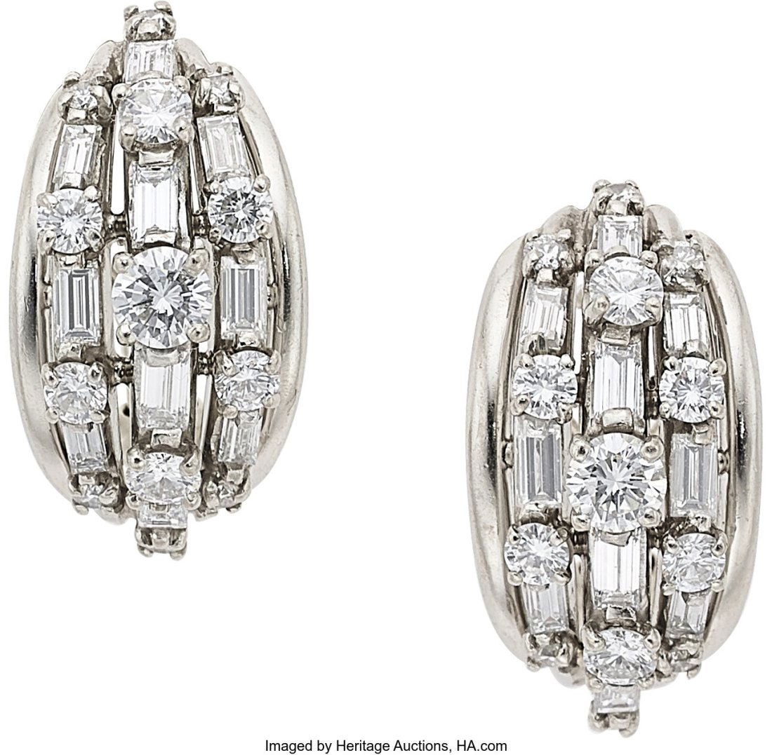 Oscar Heyman Diamond, Platinum, White Gold Earri (1 of 2)