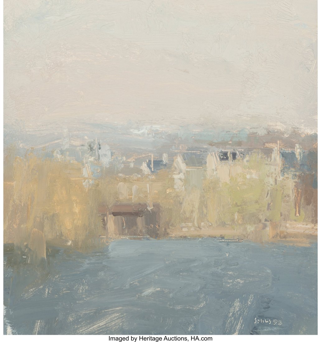Stuart Shils (American, b. 1954) Afternoon View: Stuart Shils (American, b. 1954) Afternoon View Towards East Falls, Early Spring, 1998 Oil on paper laid on board 12 x 11-1/2 inches (30.5 x 29&perio
