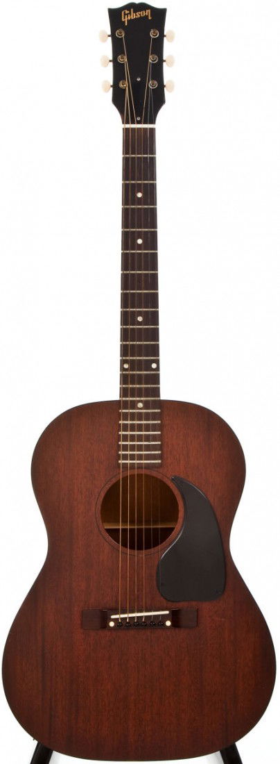 1959 Gibson LG-0 Natural Acoustic Guitar, #S1747: 1959 Gibson LG-0 Natural Acoustic Guitar, #S1747. Center seam crack in top from bridge to