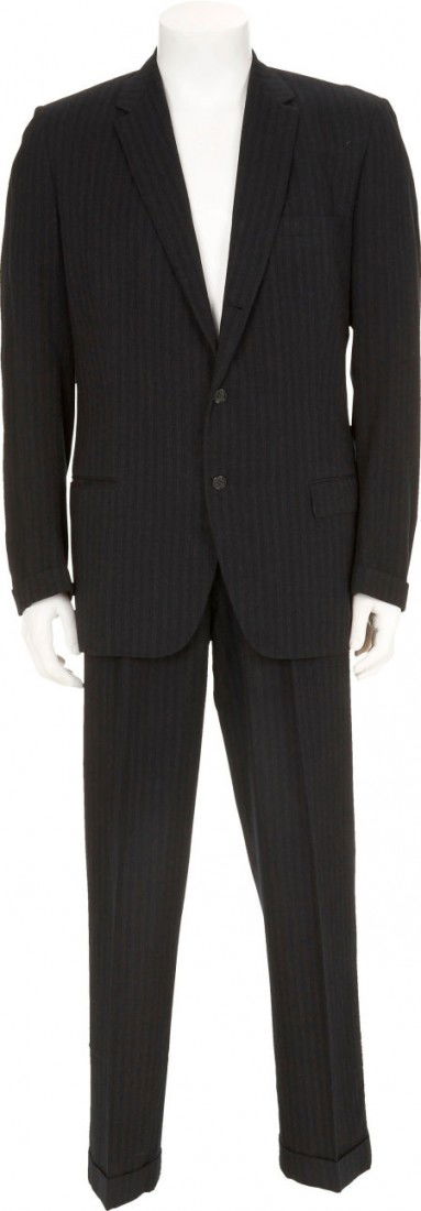Ernie Kovacs' Pin Stripe Suit.: Ernie Kovacs' Pin Stripe Suit. A three-button black suit with gray pinstripes custom made