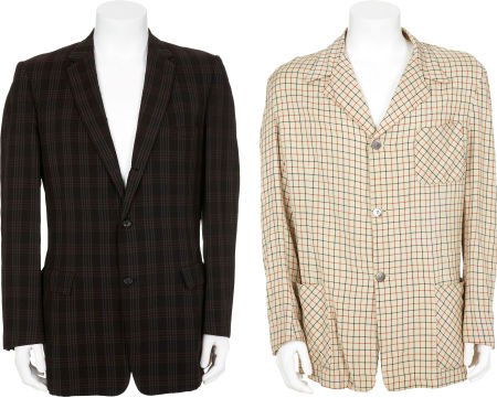 Ernie Kovacs' Sports Jackets.: Ernie Kovacs' Sports Jackets. A dark-brown plaid three-button jacket with rust and pale g
