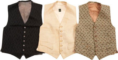 Ernie Kovacs' Vests.: Ernie Kovacs' Vests. Three custom made vests for Kovacs, one in an embroidered black fail