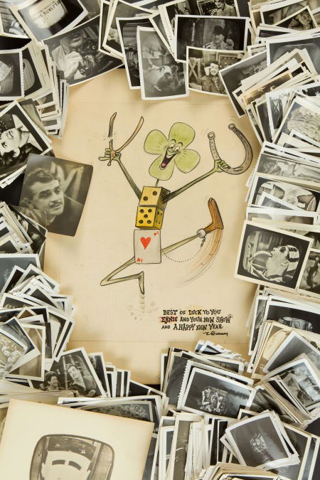 Ernie Kovacs' Signed Drawing from Eric Gurney pl: Ernie Kovacs' Signed Drawing from Eric Gurney plus Photos. A 13.75" x 16.75" drawin