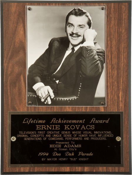 Ernie Kovacs' Lifetime Achievement Award.: Ernie Kovacs' Lifetime Achievement Award. Awarded to Kovacs by Ocean City, New Jersey, in