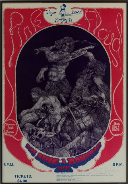 Pink Floyd Terrace Ballroom Concert Poster (Tape: Pink Floyd Terrace Ballroom Concert Poster (Tape Head, 1970). Salt Lake City concert post