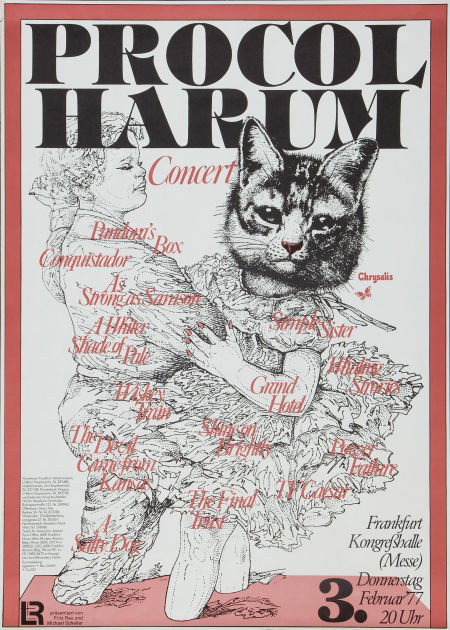 Procol Harum 1977 German Concert Poster (Lippman: Procol Harum 1977 German Concert Poster (Lippmann-Rau, 1977). The band's hits are spelled
