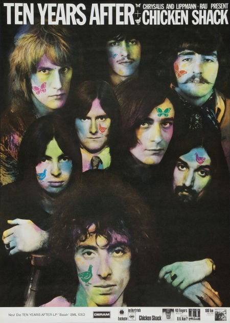 Ten Years After/Chicken Shack German Concert Pos: Ten Years After/Chicken Shack German Concert Poster (Lippmann-Rau, 1970). A colorful grou
