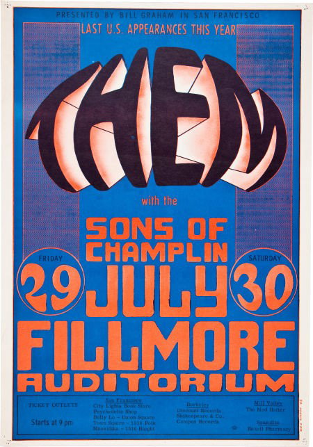 Them/Sons of Champlin Fillmore Concert Poster BG: Them/Sons of Champlin Fillmore Concert Poster BG-20 (Bill Graham, 1966). A tough-to-find