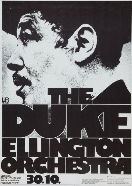 Duke Ellington Orchestra Frankfurt Germany Conce: Duke Ellington Orchestra Frankfurt Germany Concert Poster (Lippmann-Rau, 1973). An elegan