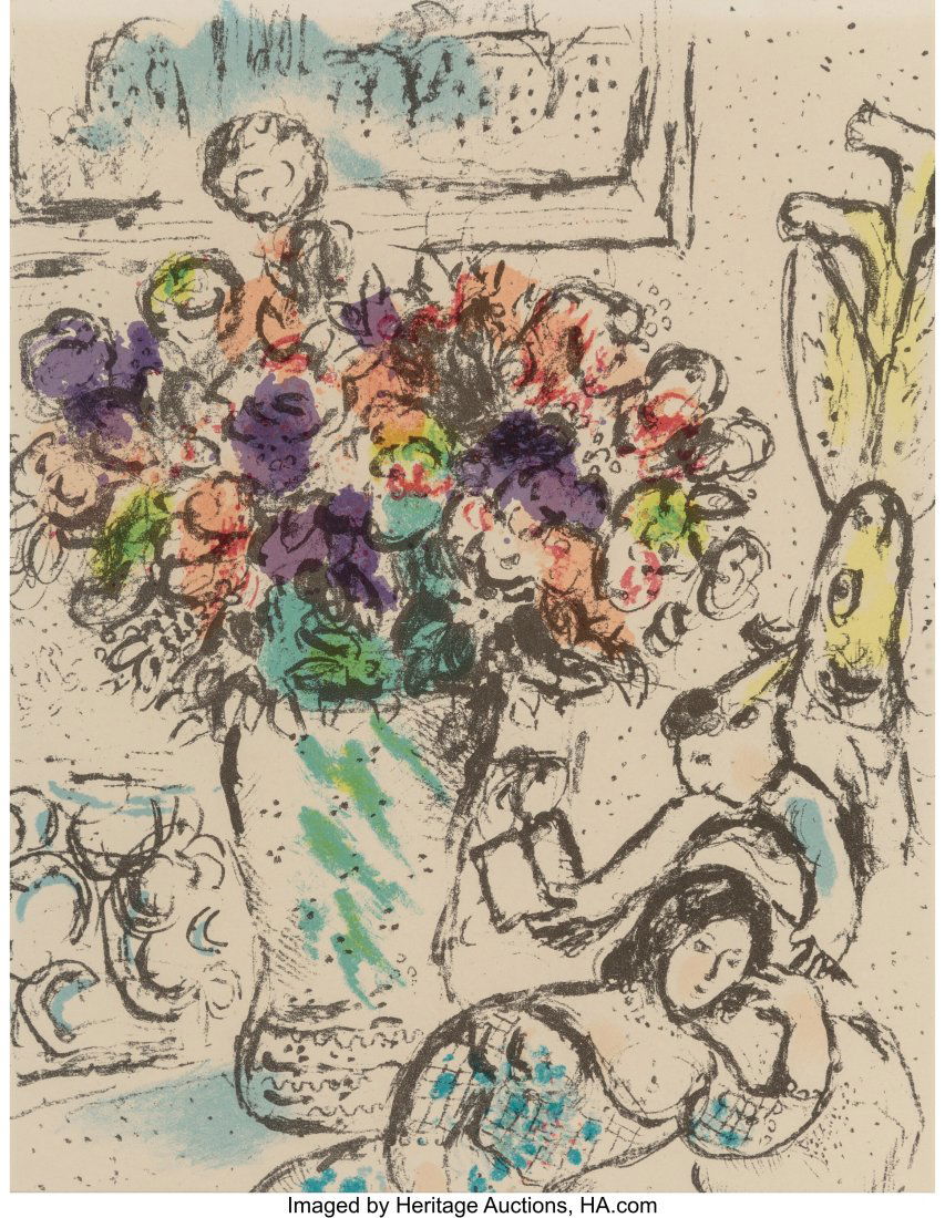 Marc Chagall (1887-1985) Les Anémones, 1974 Lit: Marc Chagall (1887-1985) Les Anémones, 1974 Lithograph in colors on wove paper 12-3/8 x 9-1/2 inches (31.4 x 24.1 cm) (sheet) Published