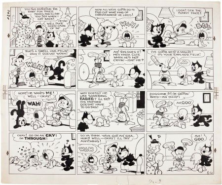 Otto Messmer Felix the Cat Sunday Comic Strip Or: Otto Messmer Felix the Cat Sunday Comic Strip Original Art