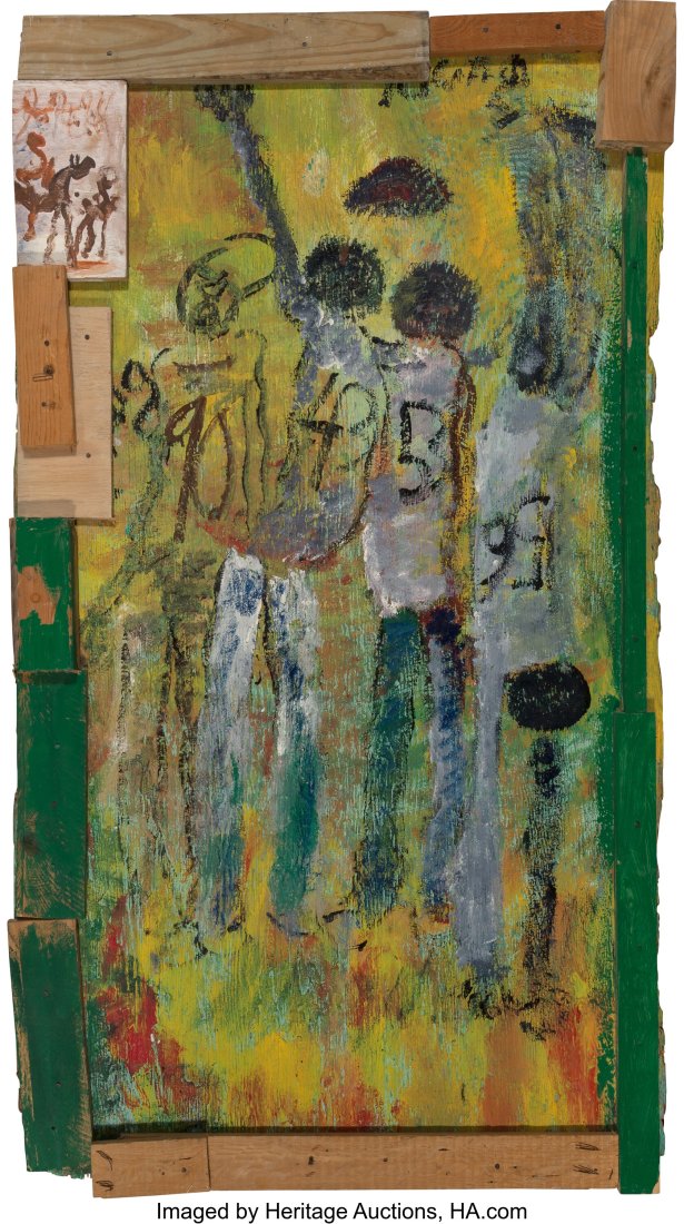 Purvis Young (1943-2010) Football, 1992 Acrylic,: Purvis Young (1943-2010) Football, 1992 Acrylic, mixed media, and wood assemblage 61 x 36 inches (154.9 x 91.4 cm) Signed upper right: Young P