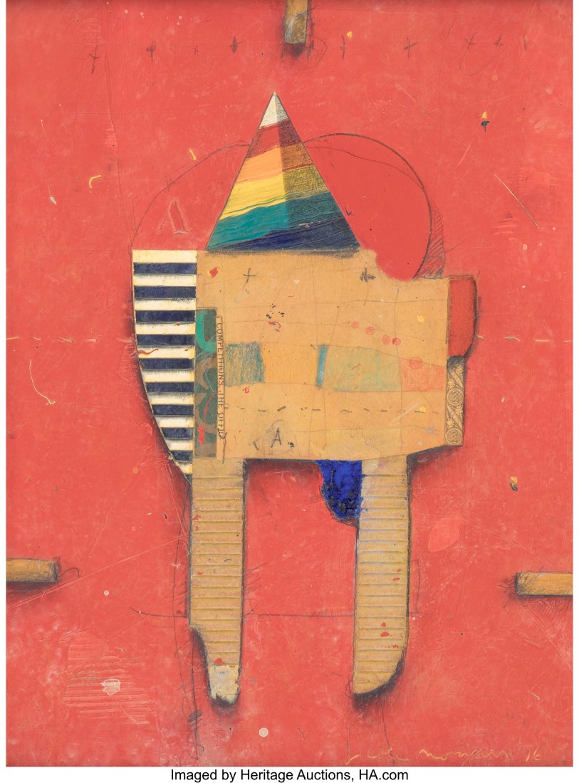 Cole Morgan (b. 1950) Starter O.B. 1, 1996 Oil&com: Cole Morgan (b. 1950) Starter O.B. 1, 1996 Oil, pencil, and collage on panel 9-1/2 x 7 inches (24.1 x 17.8 cm) Signed and d