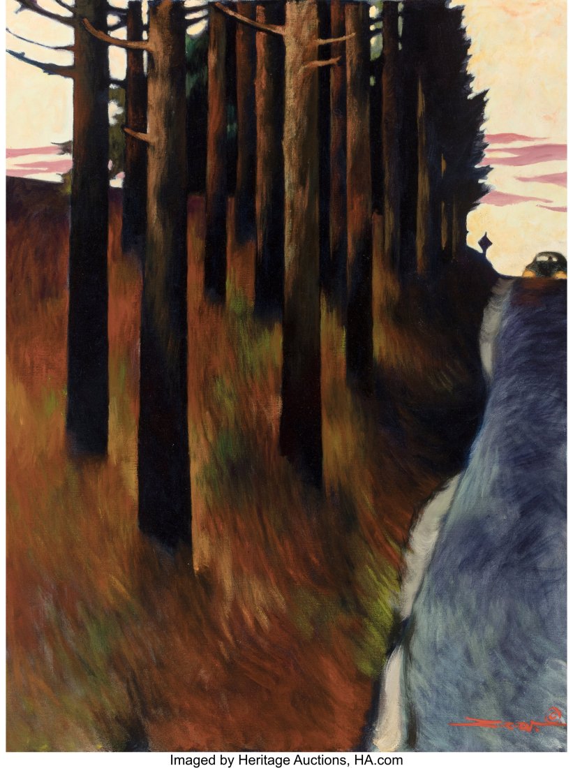 ZZ Wei (b. 1957) Tall Fir Trees, circa 1998 Oil: ZZ Wei (b. 1957) Tall Fir Trees, circa 1998 Oil on canvas 40 x 30 inches (101.6 x 76.2 cm) Signed lower right: Z.Z. Wei © &NewLi