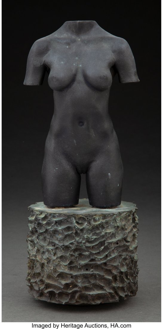 Robert Graham (1938-2008) MOCA Torso Bronze with: Robert Graham (1938-2008) MOCA Torso Bronze with black and grey/green patinas and polychrome 11 x 5 x 5 inches (27.9 x 12.7 x 12.7 cm) Inscribed on the und