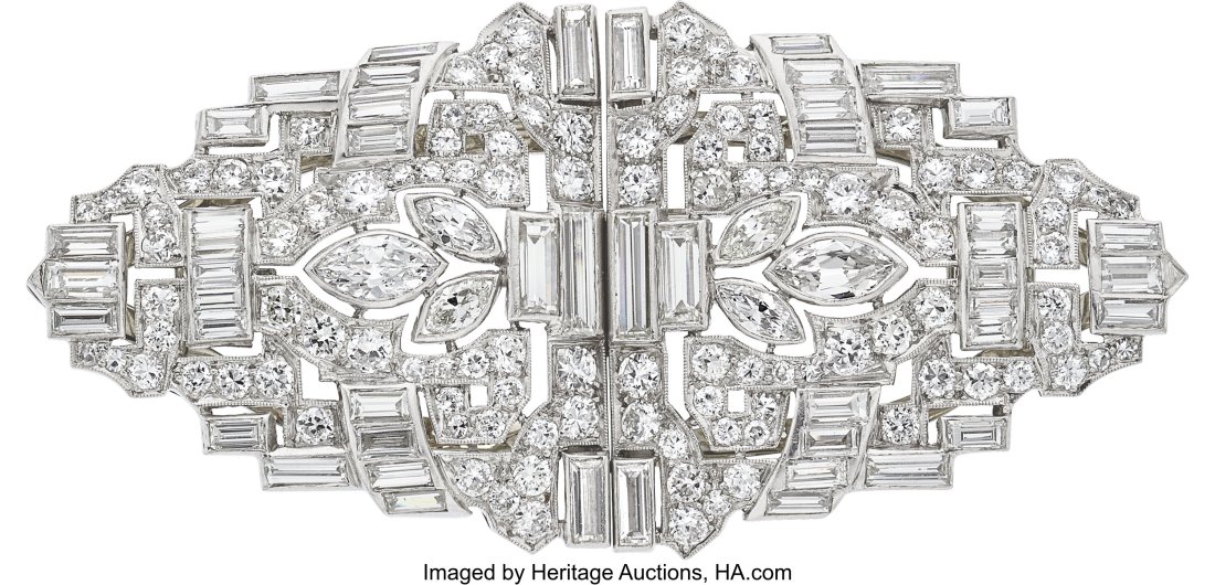 Art Deco Diamond, Platinum, White Gold Double-Cl (1 of 2)