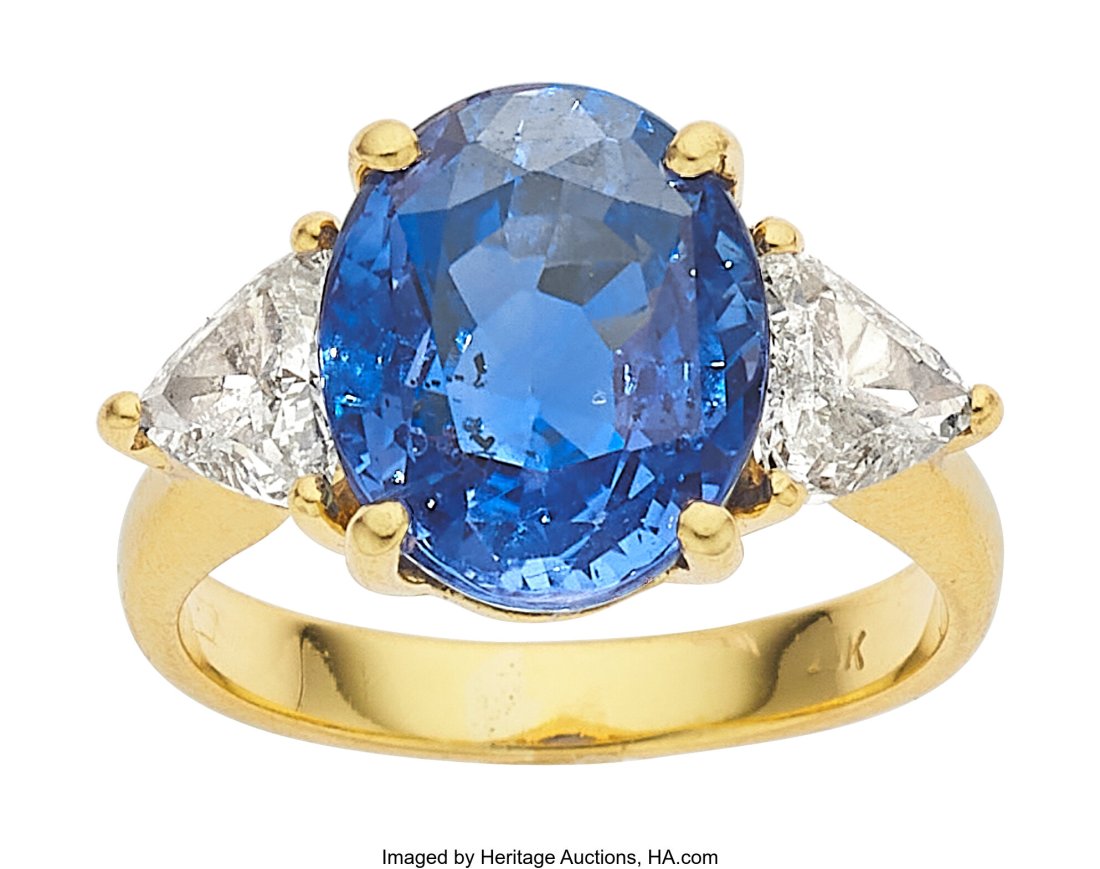 Ceylon Sapphire, Diamond, Gold Ring  Stones: Ova (1 of 3)