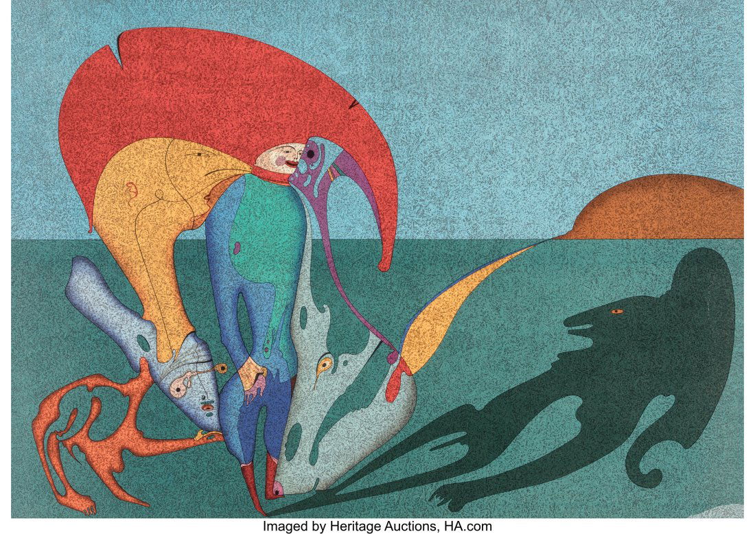 Mihail Chemiakin (Russian, b. 1943) In Memory of: Mihail Chemiakin (Russian, b. 1943) In Memory of the Vernissage, 1981 Lithograph in colors on paper 19-3/8 x 26-7/8 inches (49.2 x 68.3 cm)