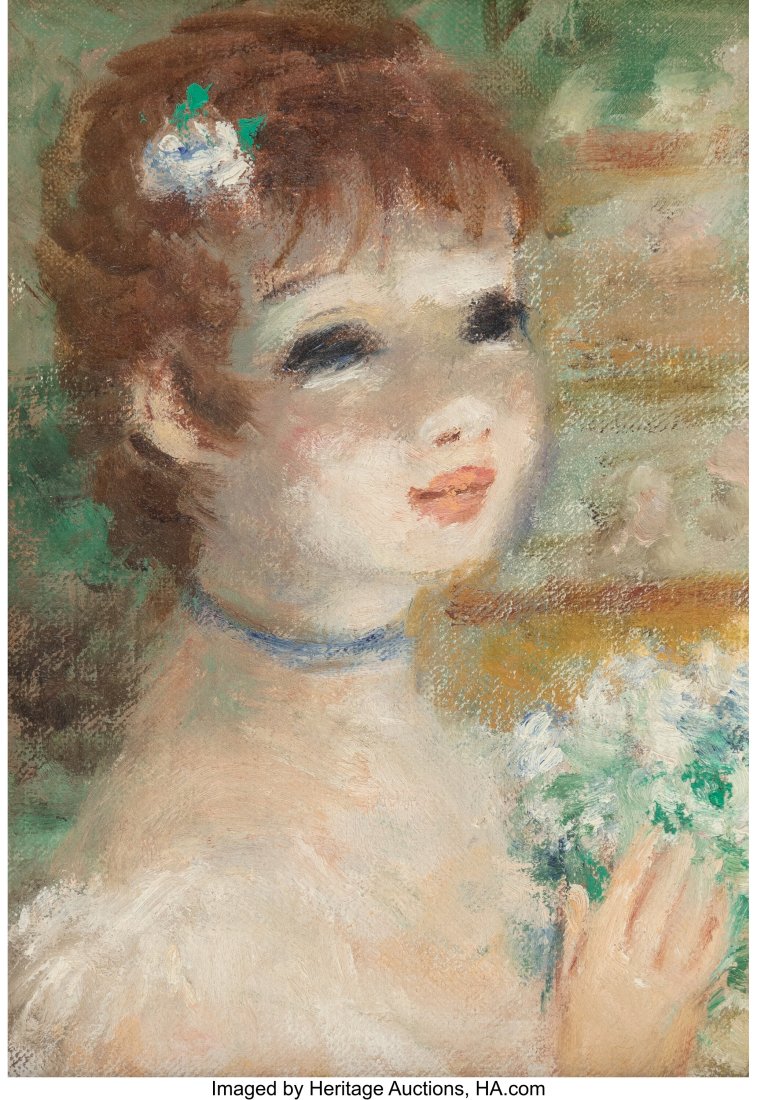 Huldah Cherry Jeffe (American, 1901-2001) Le col: Huldah Cherry Jeffe (American, 1901-2001) Le collier bleu Oil on canvas 8-1/4 x 6-1/4 inches (21.0 x 15.9 cm) PROVENANCE: Wally Findlay Galleries&