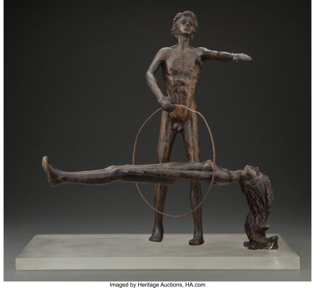 Victor Salmones (Mexican, 1937-1989) Magic Patin: Victor Salmones (Mexican, 1937-1989) Magic Patinated bronze 17 inches (43.2 cm) high on a 1 inch (2.5 cm) high acrylic base Ed. 3/10 Inscribed on right foot: V. SALMONES 3/10 Property from the Cary M.