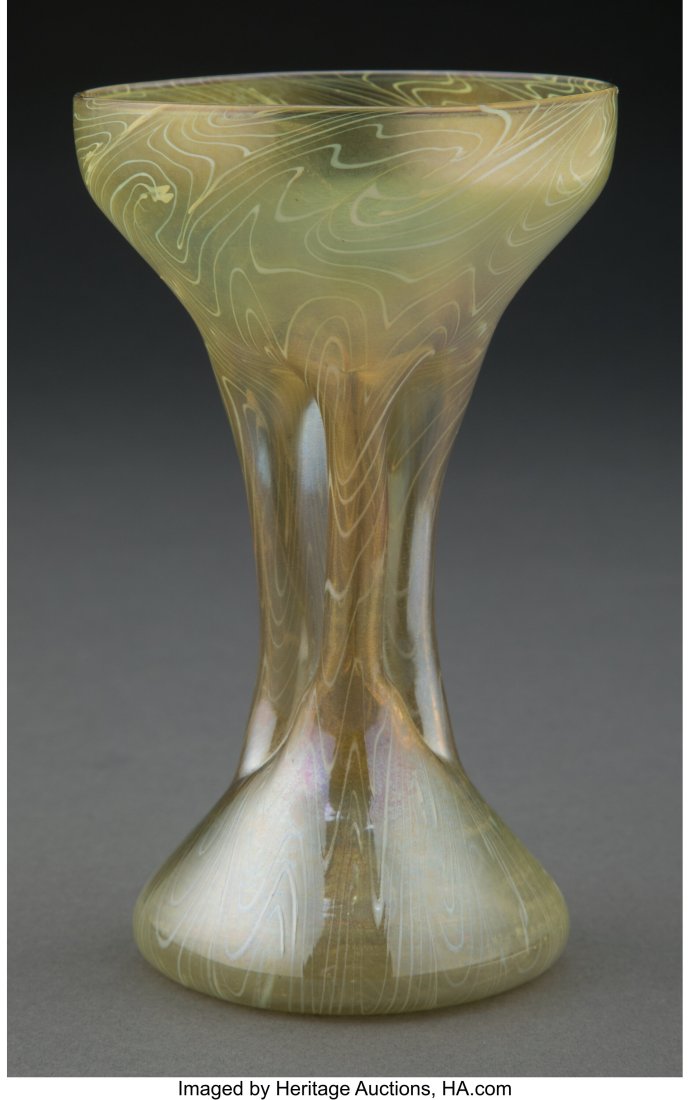 Rare Tiffany Studios Decorated Favrile Glass Cha: Rare Tiffany Studios Decorated Favrile Glass Champagne for Louis Comfort Tiffany's Egyptian Fête, circa 1913 Marks: o5241 5-1/2 inches (14.0 cm) LITERATURE&colon