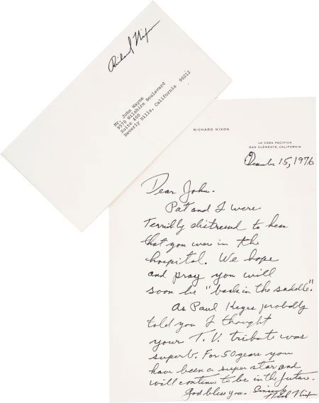A Richard Nixon Handwritten Letter, 1976: A Richard Nixon Handwritten Letter, 1976 Penned in black felt-tip ink on personalized not