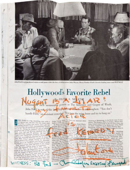 A John Ford Inscribed Magazine, 1949.: A John Ford Inscribed Magazine, 1949. The July 23, 1949 issue of 'The Saturday Evening Po