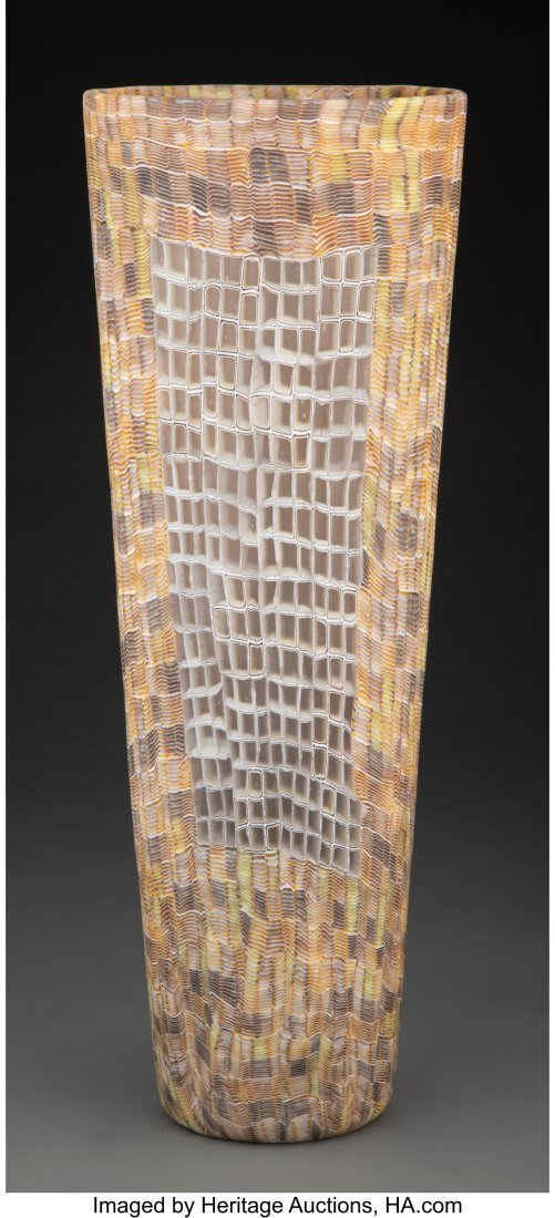 Giles Bettison (Australian, b. 1966) Cell Series: Giles Bettison (Australian, b. 1966) Cell Series No. 26, 1999 Fused murrine 15-1/4 x 5-1/2 inches (38.7 x 14.0 cm) Signed, titled, and dated PROVENANCE: Property from a Private Collection sold to bene