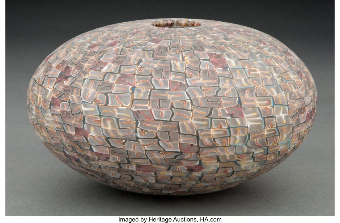 Giles Bettison (Australian, b. 1966) Cell Series: Giles Bettison (Australian, b. 1966) Cell Series No. 44, 1999 Fused murrine 4-1/2 x 8 inches (11.4 x 20.3 cm) Signed and dated by artist PROVENANCE: Property from a Private Collection sold to benefit