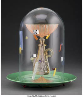 67340: Richard Marquis (American, b. 1945) Bell Jar, 19: Richard Marquis (American, b. 1945) Bell Jar, 1990 Blown glass 11 x 9-1/2 inches (27.9 x 24.1 cm) Etched to underside: 1990 Marquis / BJ 12 PROVENANCE: Chicago Collector; Hindman, Chicago, Illinois, M