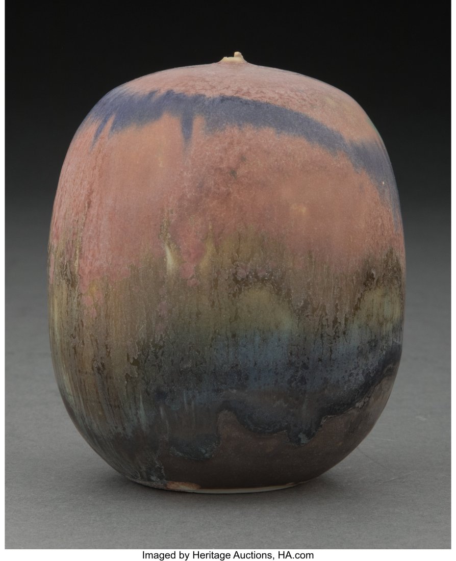 Toshiko Takaezu (American/Japanese, 1922-2011) C: Toshiko Takaezu (American/Japanese, 1922-2011) Closed Form with Rattle Glazed stoneware 4-1/2 x 3-1/4 inches (11.4 x 8.3 cm) Incised to underside&co