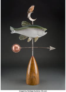 Marc Petrovic (American, b. 1967) Migrations Blo: Marc Petrovic (American, b. 1967) Migrations Blown glass, oak, copper, steel 29-1/2 x 17 x 5 inches (74.9 x 43.2 x 12.7 cm)