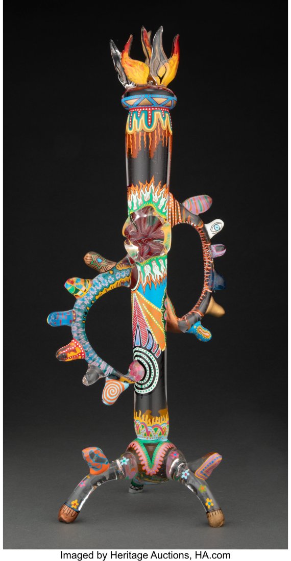 Robert Carlson (American, b. 1952) Shekina, 1988: Robert Carlson (American, b. 1952) Shekina, 1988 Enamel paint on blown glass 8-1/2 x 7 x 20 inches (21.6 x 17.8 x 50.8 cm) Signed and dated by the artist PROVENANCE: Glass Gallery, Bethesda, Maryland,