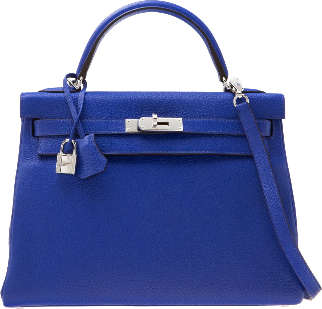 Hermès 32cm Bleu Electric Clemence Leather Reto (1 of 5)