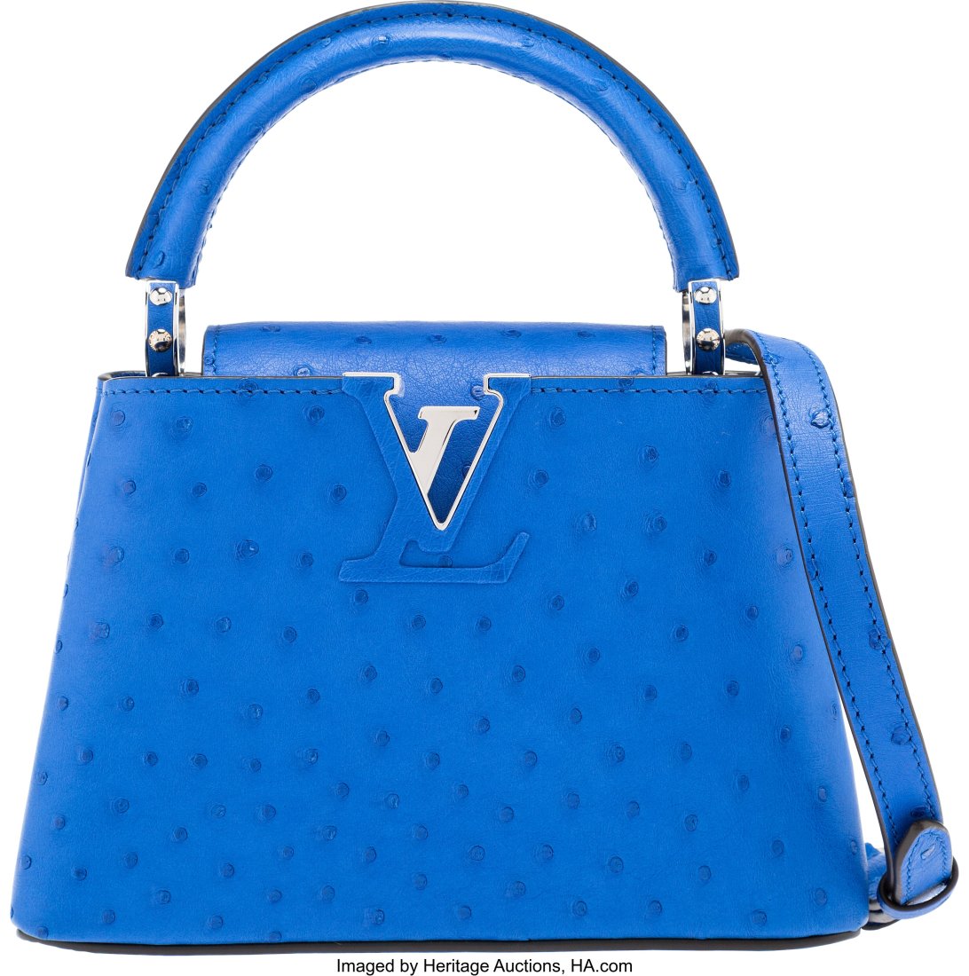 Louis Vuitton Blue Ostrich Mini Capucines Bag Co (1 of 4)