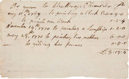 [Revolutionary War] Artist Winthrop Chandler Aut: [Revolutionary War] Artist Winthrop Chandler Autograph Document Signed Twice. "Winthro
