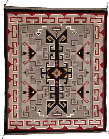A NAVAJO REGIONAL RUG Teec Nos Pos c. 1980: A NAVAJO REGIONAL RUGTeec Nos Posc. 1980 tightly and finely woven of com