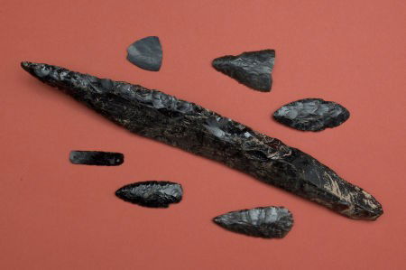Obsidian Sword and Other Implements: Obsidian Sword and Other Implements Pre-Classic Central AmericaC. 1100 BC and C. 2