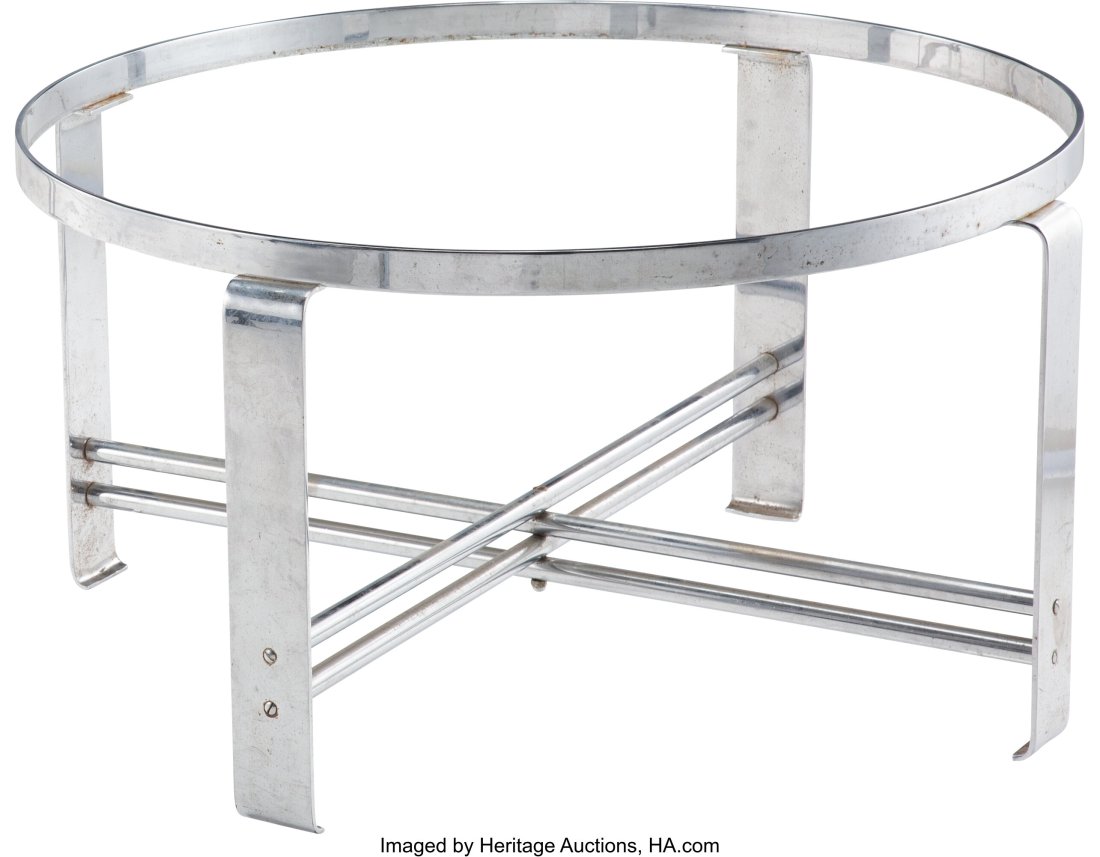 Wolfgang Hoffmann (Austrian, 1900-1969) Coffee T: Wolfgang Hoffmann (Austrian, 1900-1969) Coffee Table, circa 1930, Howell Chromed steel, glass 17 x 32 inches (43.2 x 81.3 cm) Property from th