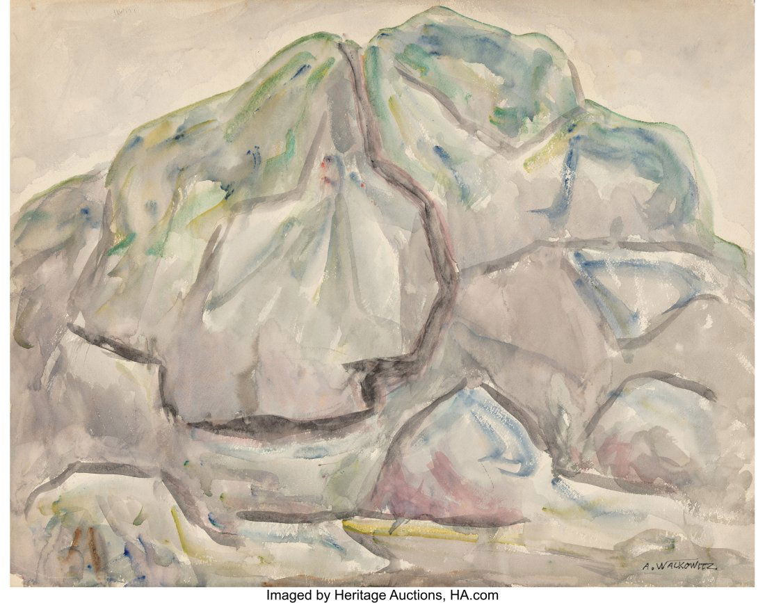 Abraham Walkowitz (American, 1880-1965) Colored: Abraham Walkowitz (American, 1880-1965) Colored Abstract Mountain Watercolor on paper 16-1/4 x 21-1/8 inches (41.3 x 53.7 cm) Signed lower right: