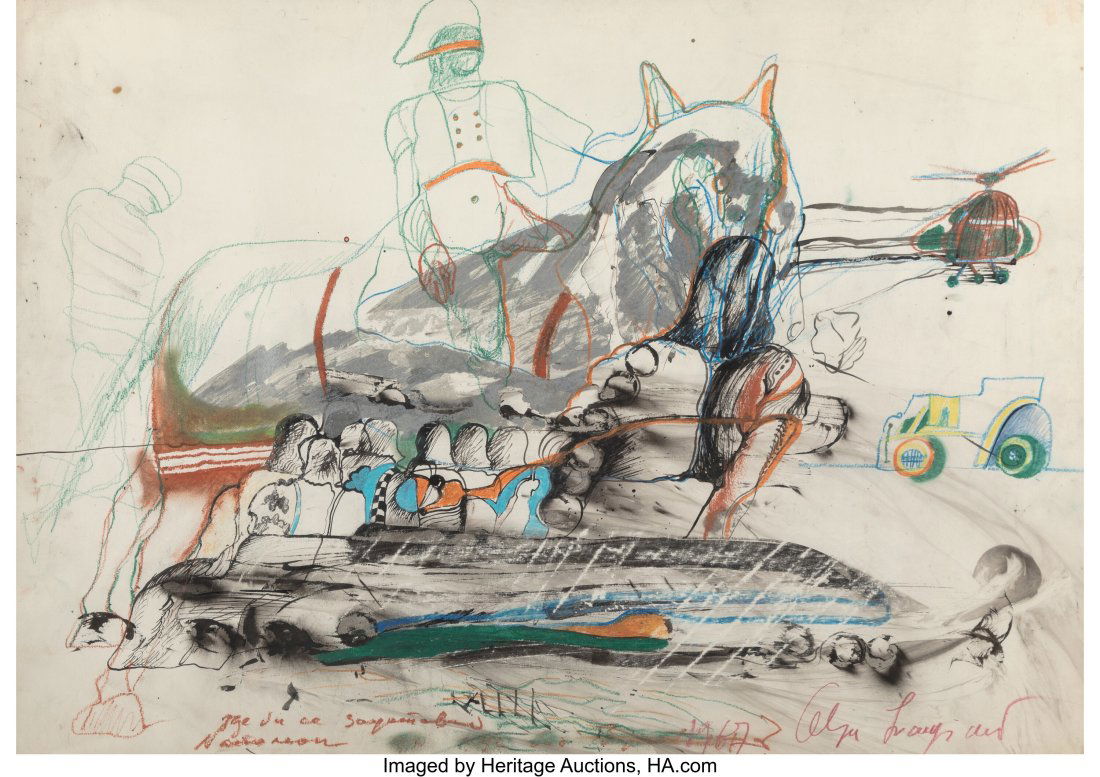 Olja Ivanjicki (Serbian, 1931-2009) Napoleon, 19: Olja Ivanjicki (Serbian, 1931-2009) Napoleon, 1967 Mixed media on paper 19-1/4 x 27-1/2 inches (48.9 x 69.9 cm) (sheet) Signed and dated