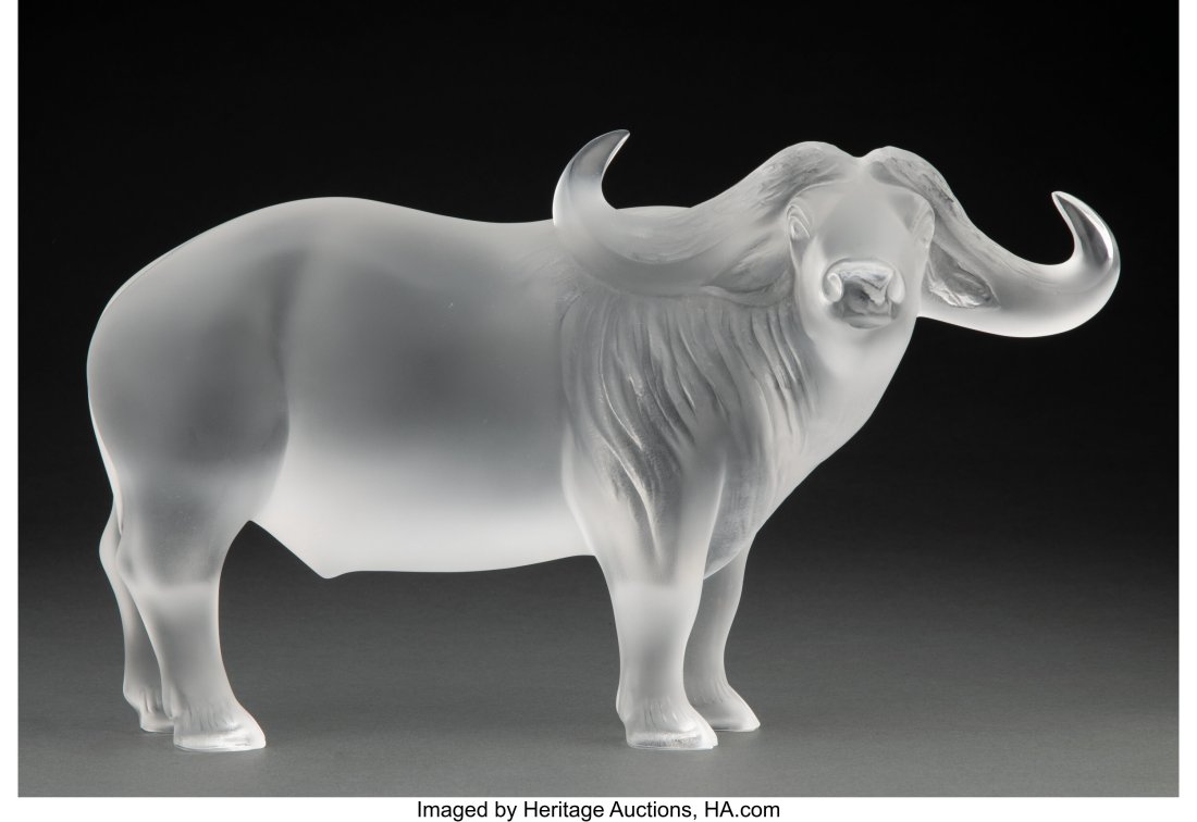 Lalique Clear and Frosted Glass Nam Water Buffal: Lalique Clear and Frosted Glass Nam Water Buffalo Figure, post-1945 Marks: Lalique France 8-1/4 x 14-1/2 x 5 inches (21.0 x 36.8 x 12.7 cm) 