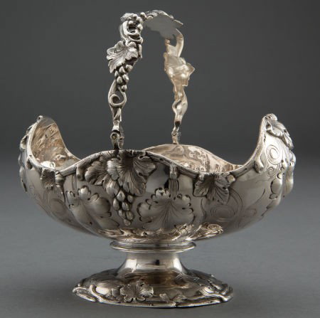 A MOORE SILVER SUGAR BASKET John Chandler Moore: A MOORE SILVER SUGAR BASKET John Chandler Moore, New York, New York, circa 1850 Ma