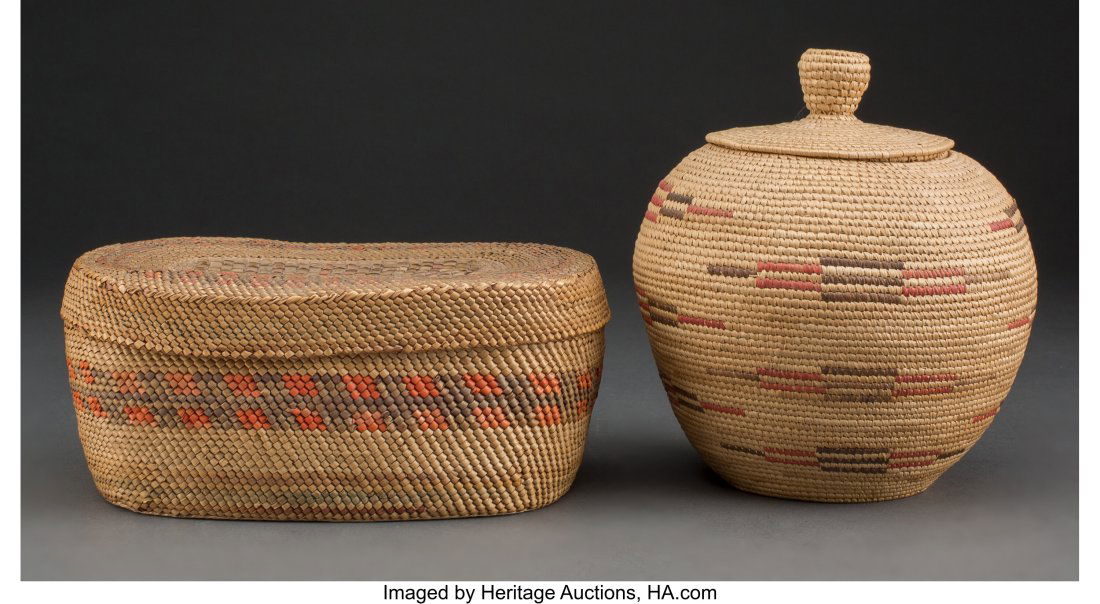 Two West Coast Lidded Baskets    including Makah (1 of 2)