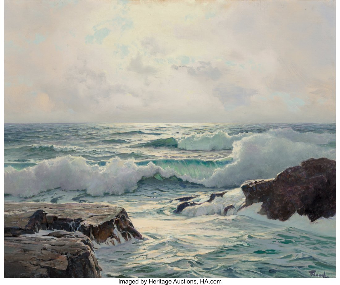 Frederick Judd Waugh (American, 1861-1940) Silve: Frederick Judd Waugh (American, 1861-1940) Silver Light Oil on canvasboard 25 x 30 inches (63.5 x 76.2 cm) Signed lower right: Waugh Titled on the reverse